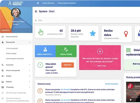 Zdjęcie strony głównej systemu